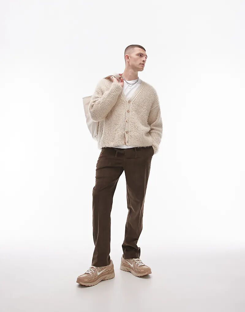 

Коричневые вельветовые брюки прямого кроя Topman