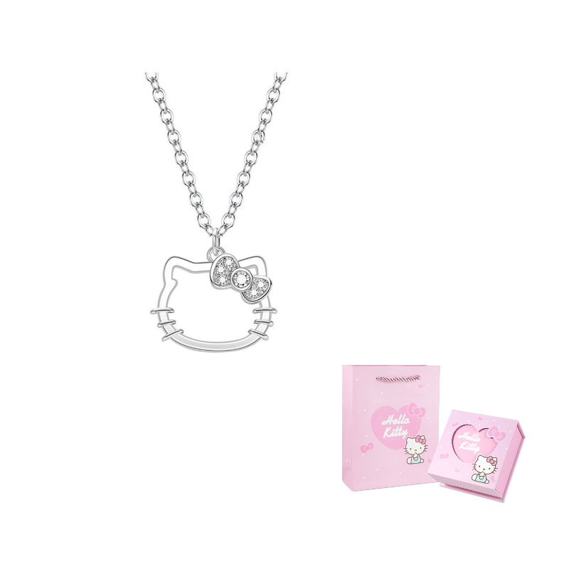

Колье из циркониевого сплава для женщин Sanrio, hello kitty белый золото-plated necklace