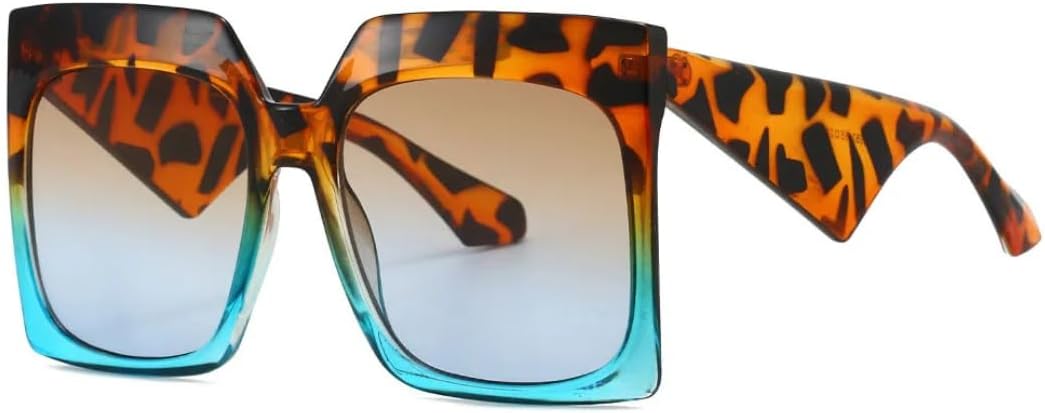 

Крупные солнцезащитные очки в большой оправе для женщин и мужчин, роскошные винтажные солнцезащитные очки, популярные панк-очки с леопардовым принтом для пляжа VVTWSSW, Tea Leopard