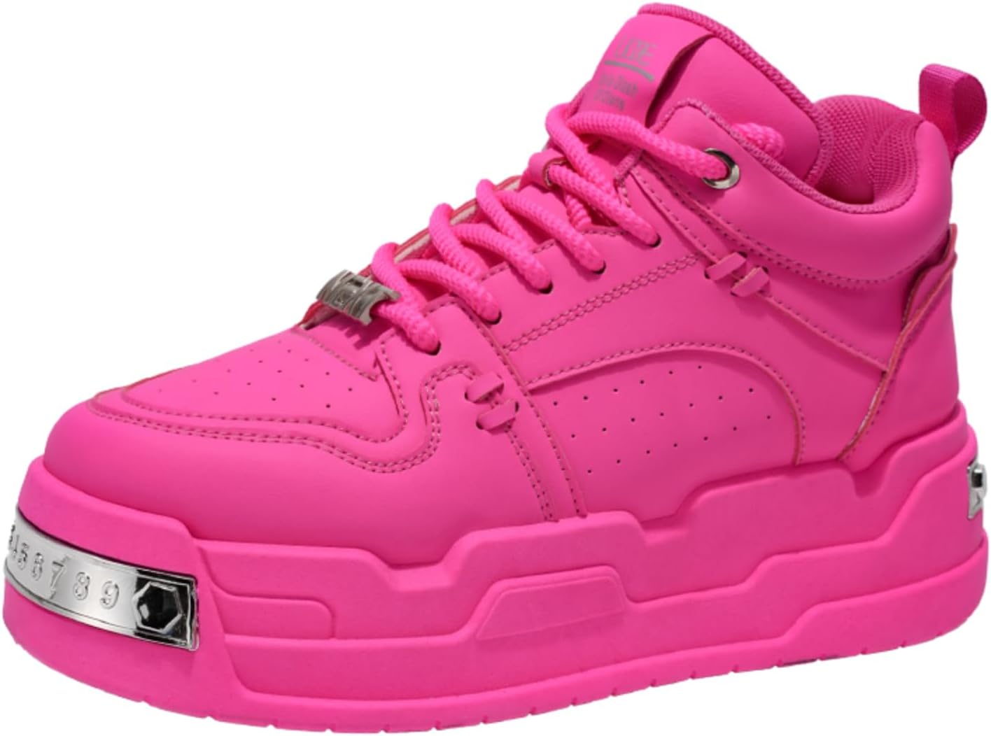 

Мужские полностью белые высокие кроссовки на платформе, стильные массивные спортивные туфли с металлическими элементами Aokisx