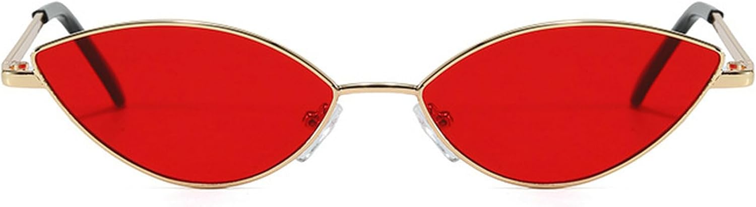 

Маленькие солнцезащитные очки «кошачий глаз» для женщин, роскошная уникальная металлическая оправа, черные солнцезащитные очки, модные очки с защитой от УФ-излучения UV400, винтажные женские очки mincl, Red