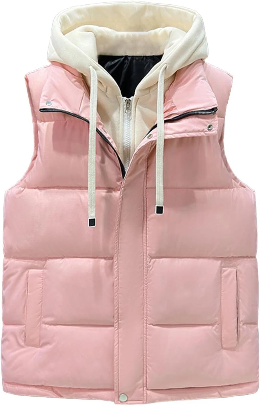 Мужской пуховый жилет с капюшоном на молнии, стеганый, утепленный, зимний, безрукавный, с карманами