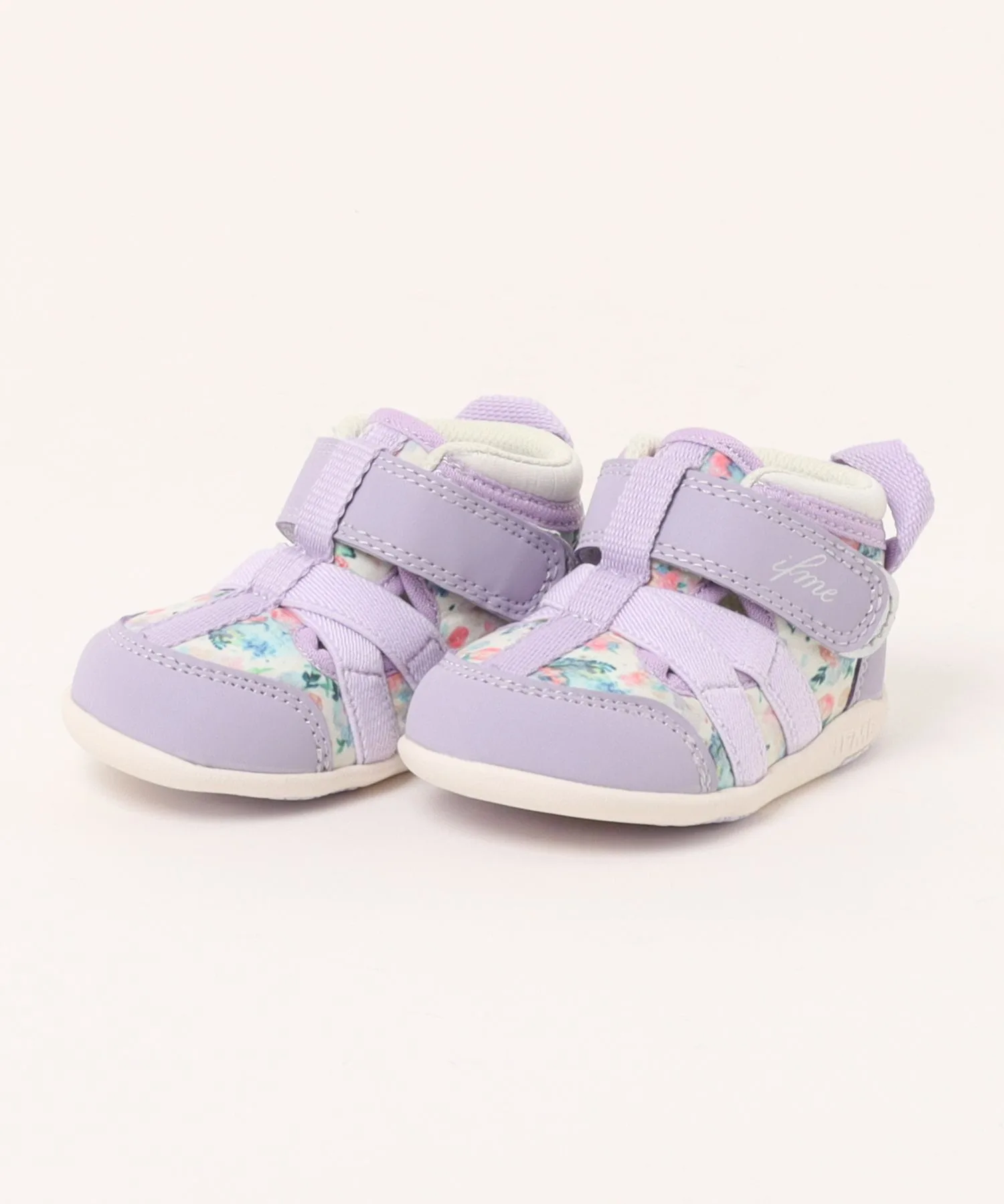 Кроссовки для детей IFME CALIN с цветочным рисунком и боковыми резинками Purple