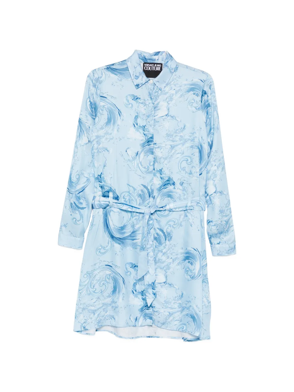 

Мини-платье с узором и поясом на талии Versace Jeans Couture, синий