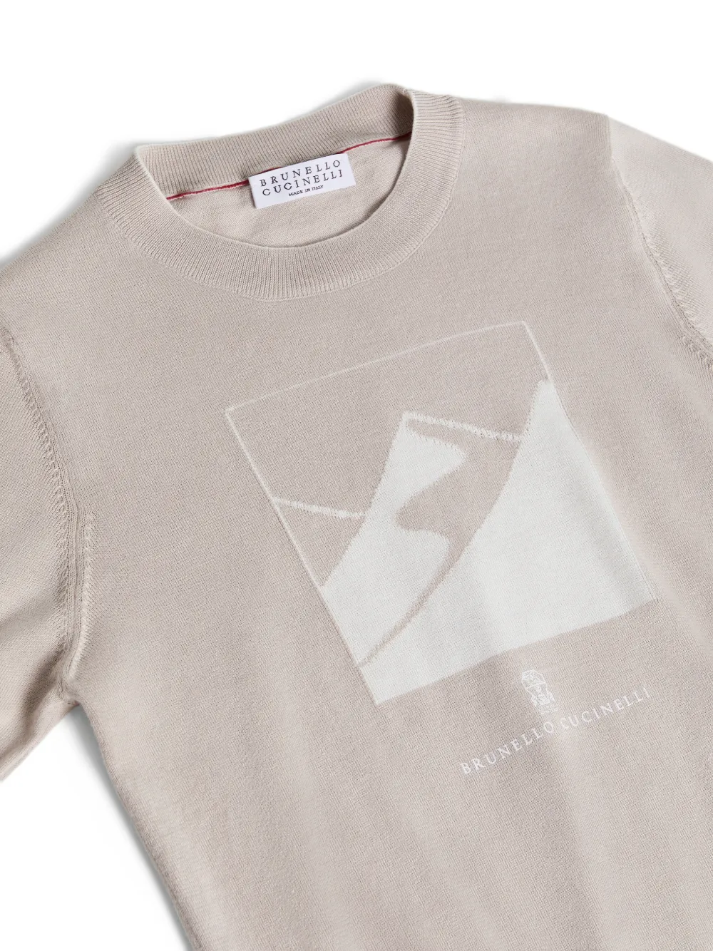 Фактурная футболка Brunello Cucinelli Kids, коричневый — фото 3
