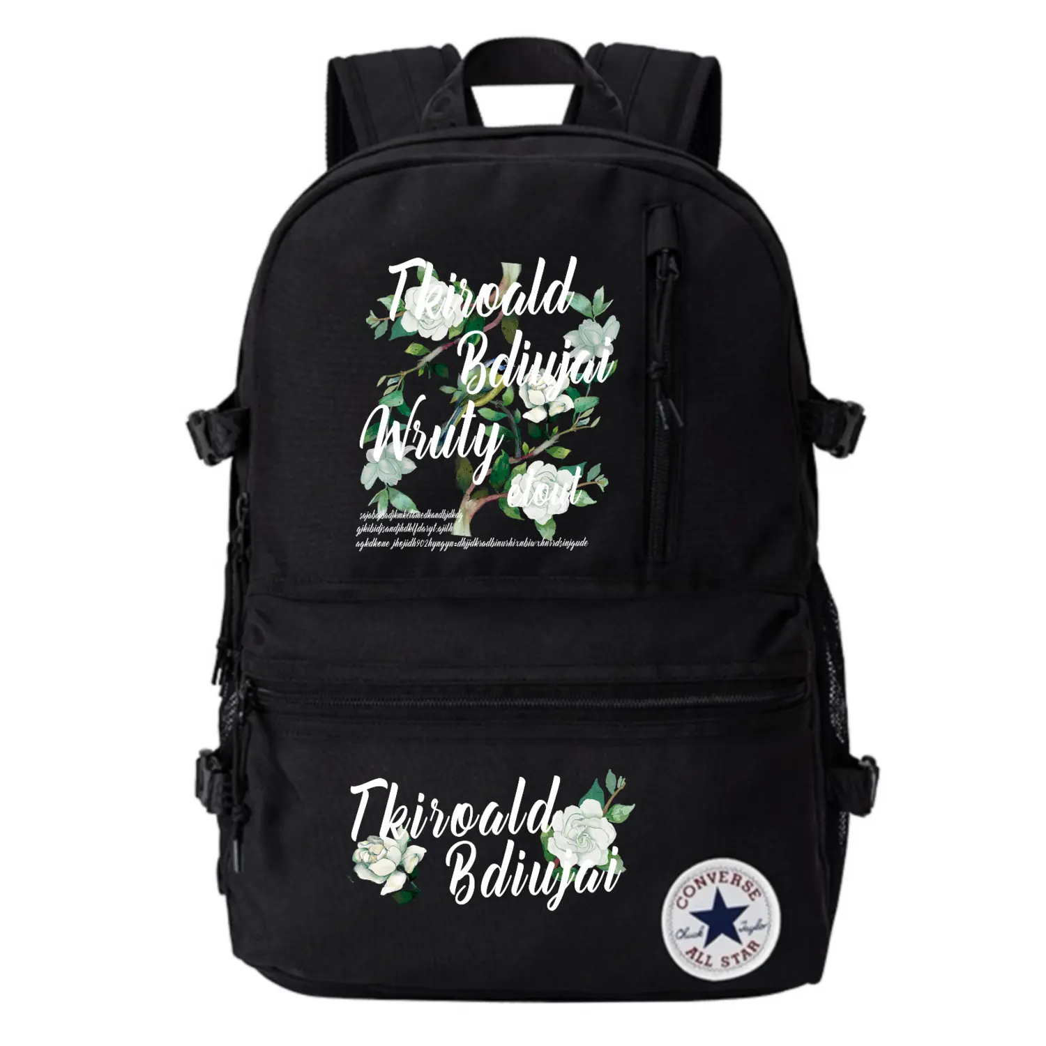 

Converse Полиэстеровый рюкзак среднего размера унисекс черный, Floral