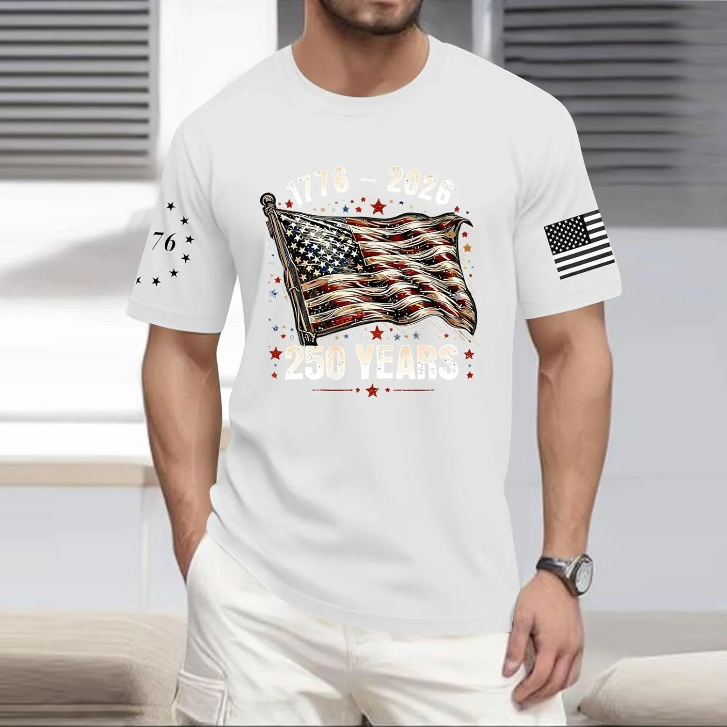 Футболка с коротким рукавом 250 Anniversary USA, мужская, принт 1776-2026, crewneck Generic, белый — фото 2