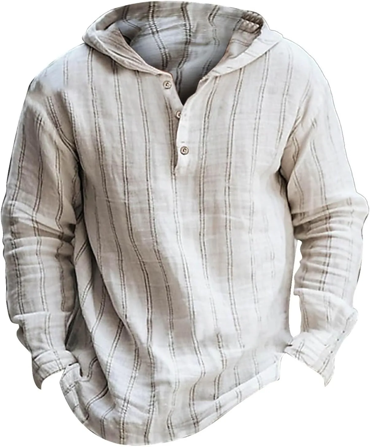 

Мужская хлопковая льняная толстовка с капюшоном на пуговицах