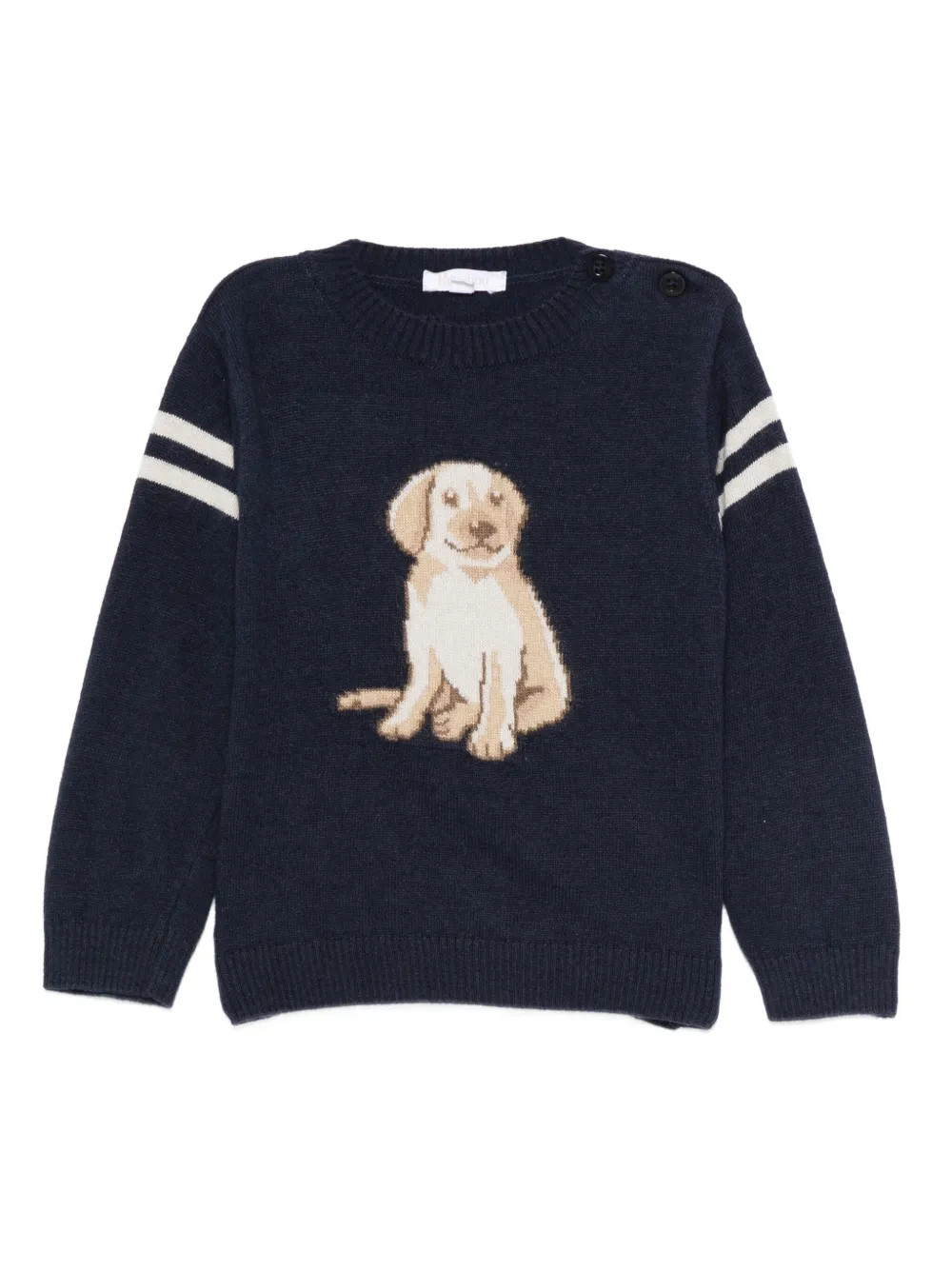 

Полосатый свитер с вышивкой Patachou, синий