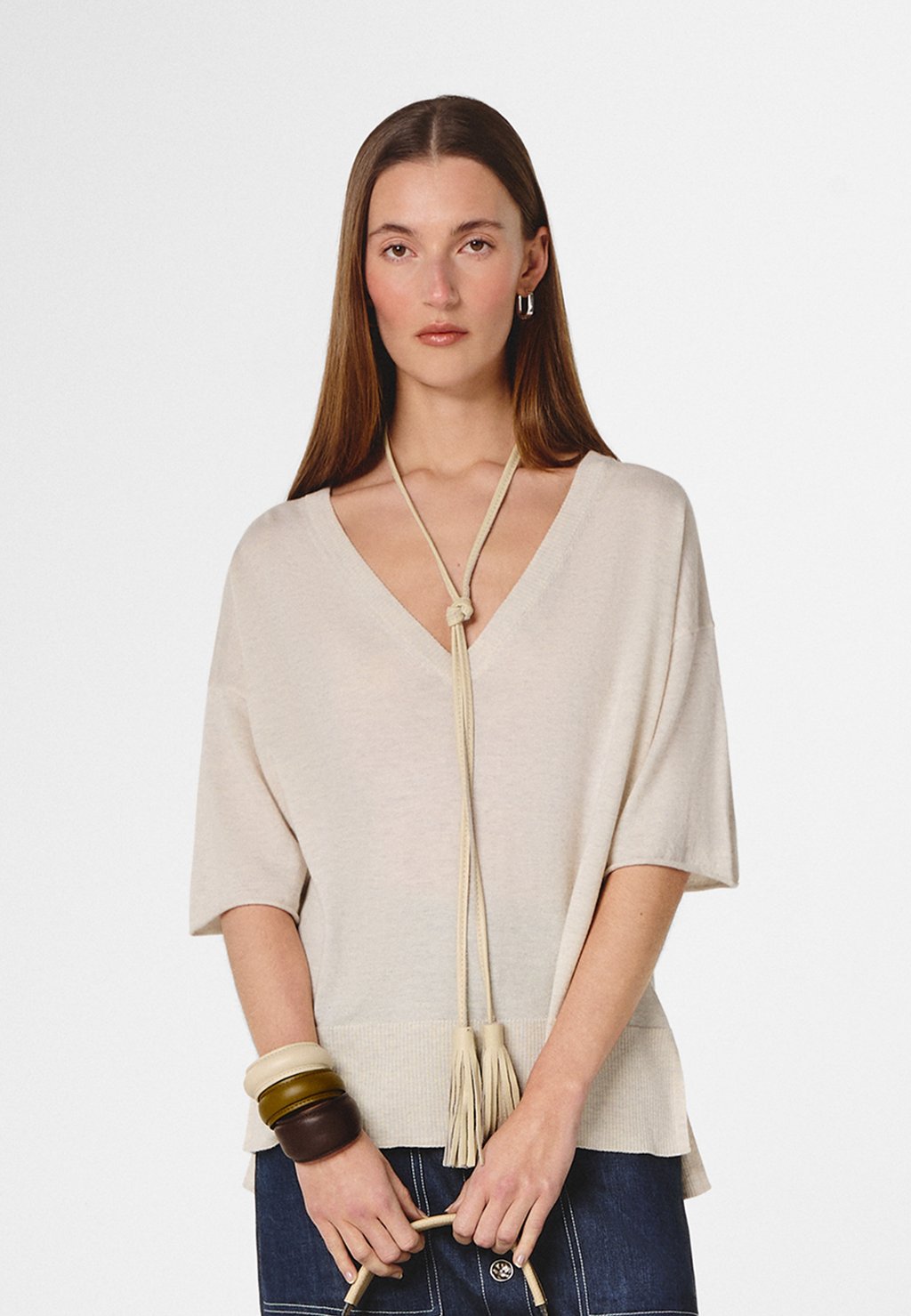 

Базовая футболка V-NECK Rodier, бежевый