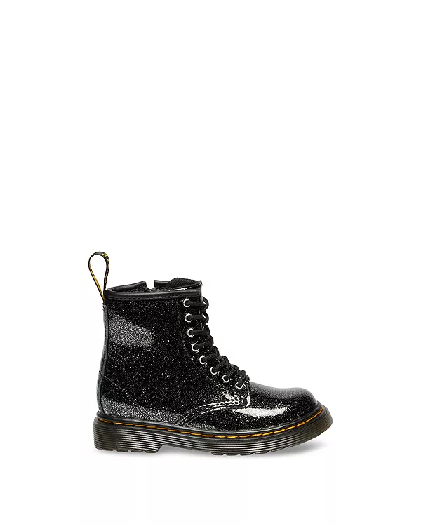 Ботинки Dr. Martens 1460 детские блестящие на шнуровке для девочек, черный — фото 2