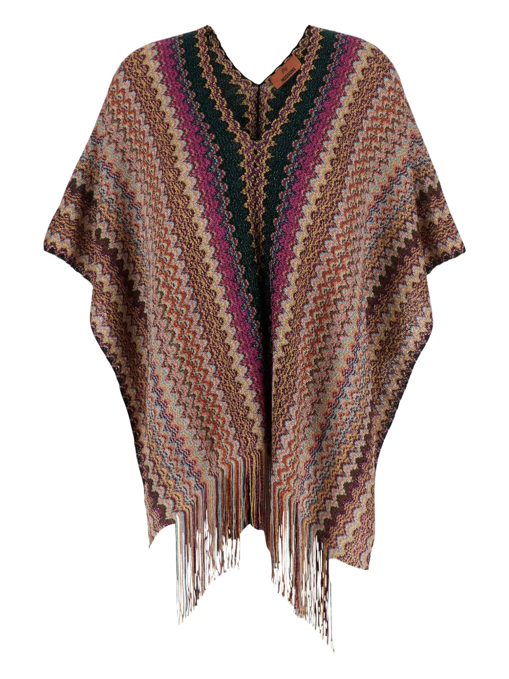 

Пончо с полосатой бахромой Missoni, черный