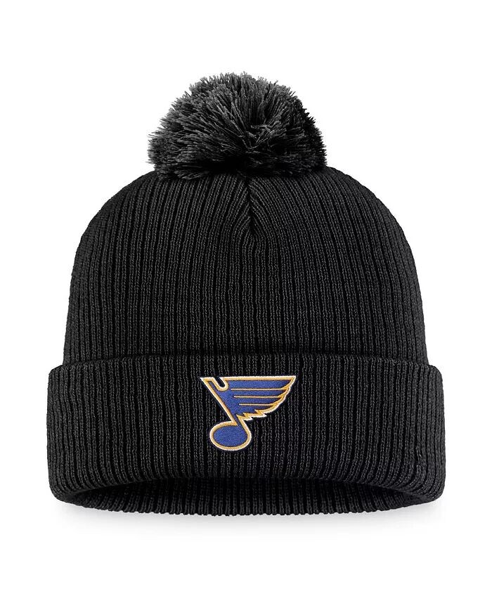 

Мужская черная вязаная шапка St. Louis Blues с манжетами и помпоном Fanatics