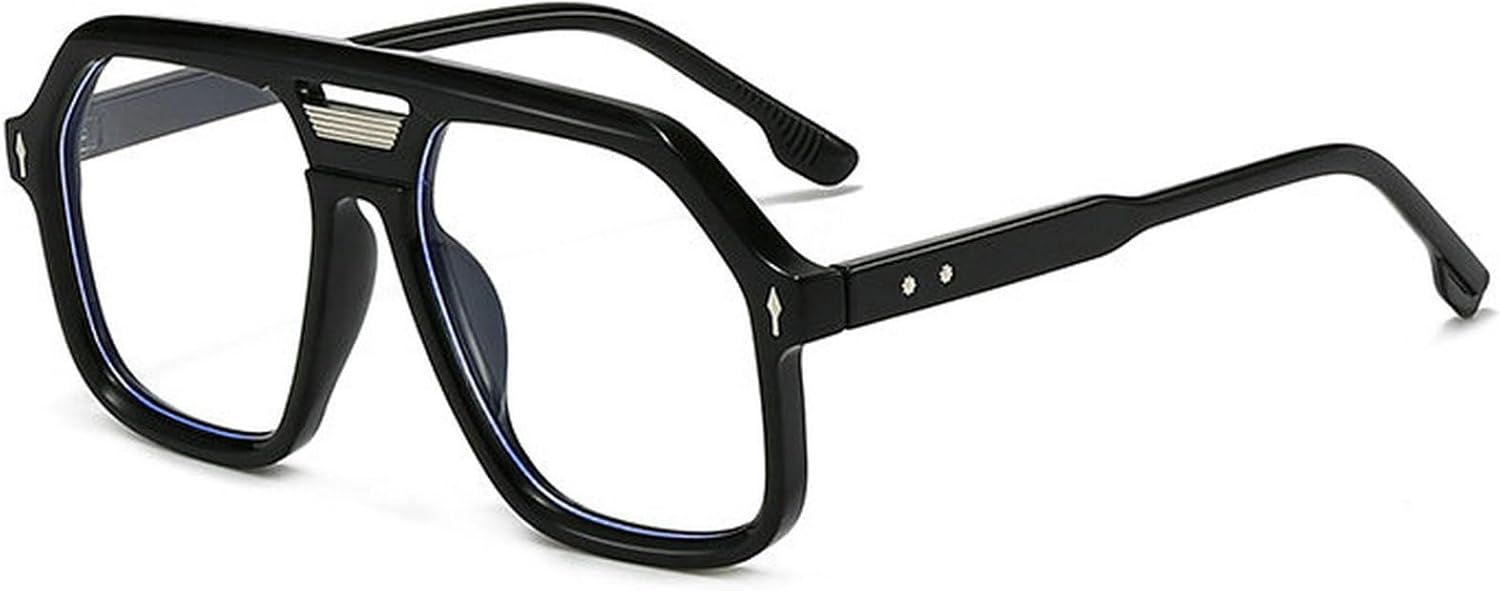 

Солнцезащитные очки-пилот большого размера COTIA для женщин и мужчин, квадратная форма, двойная перемычка, модель 2025, модные женские очки с защитой от УФ-излучения UV400, Black Clear