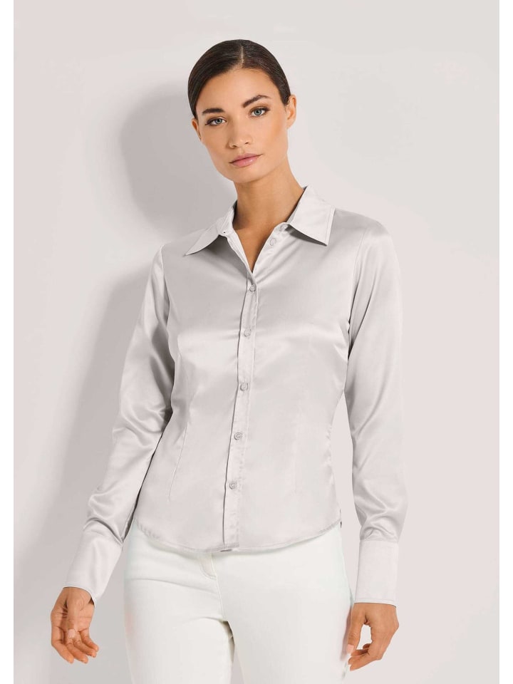 

MADELEINE Рубашка-блузка с глянцевой отделкой жемчужно-белого цвета