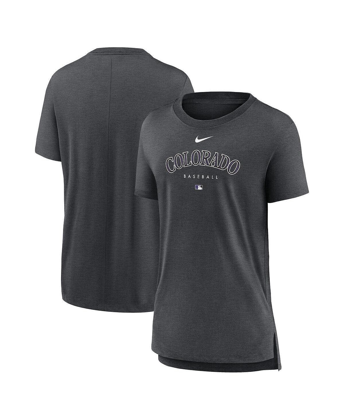 

Женская футболка цвета угольно-серого цвета Colorado Rockies Authentic Collection Early Work Tri-Blend Nike