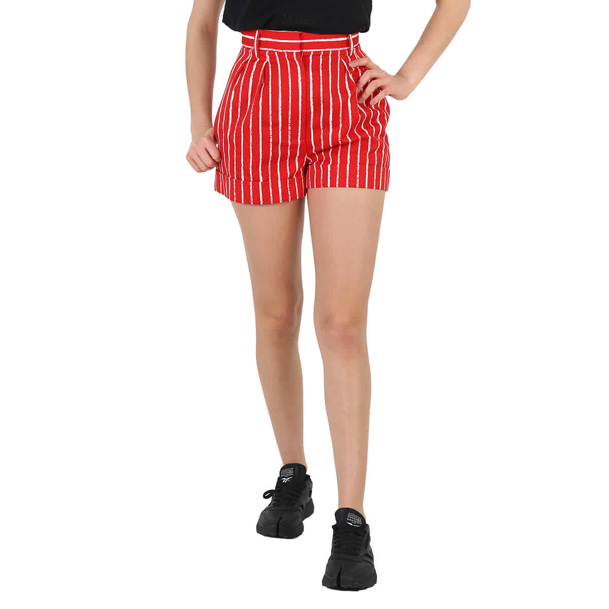 

Женские красные полосатые мини-шорты Moschino, размер бренда 38 (американский размер 4)