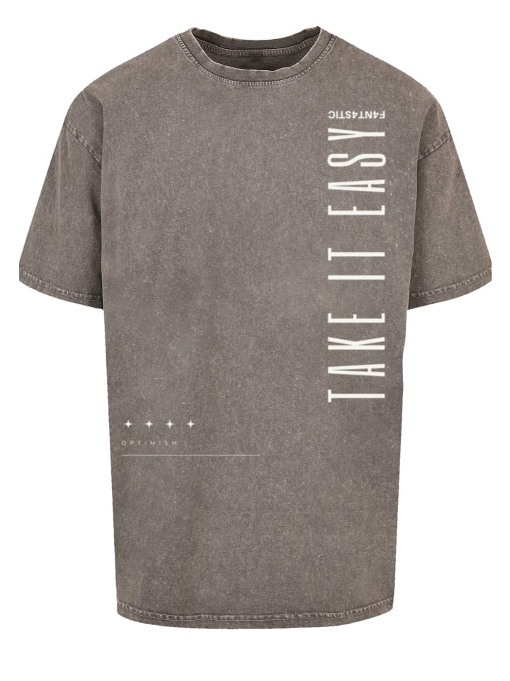 

Мужская футболка оверсайз с надписью Take It Easy на асфальте F4NT4STIC