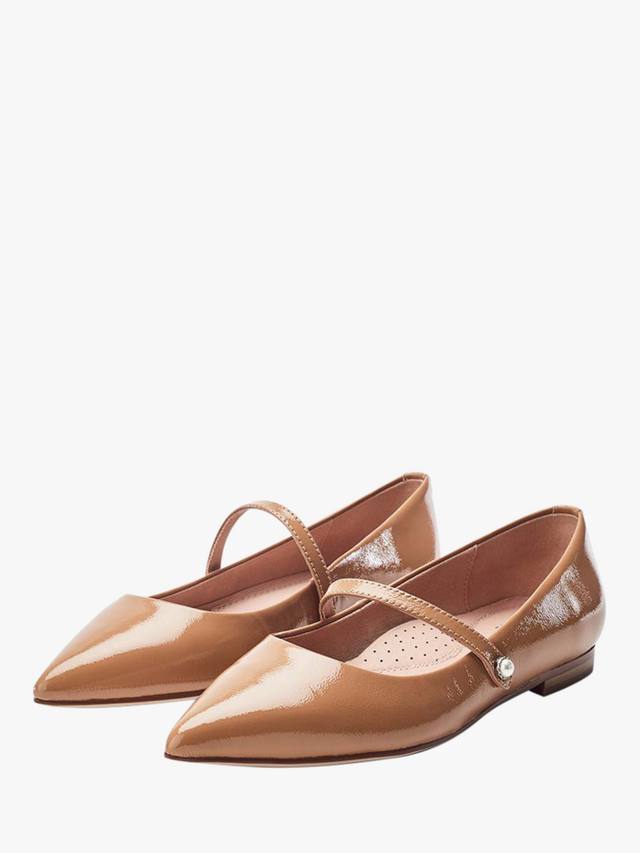 Туфли-лодочки mary jane ballerina из лакированной кожи в цветочек Moda in Pelle, цвет Nude — фото 2