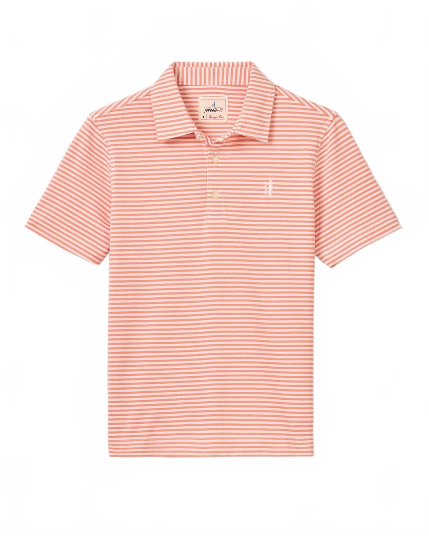 

JOHNNIE-O Детская поло-рубашка из сетчатой ​​ткани для мальчиков, цвет «Мадрас Оранж»