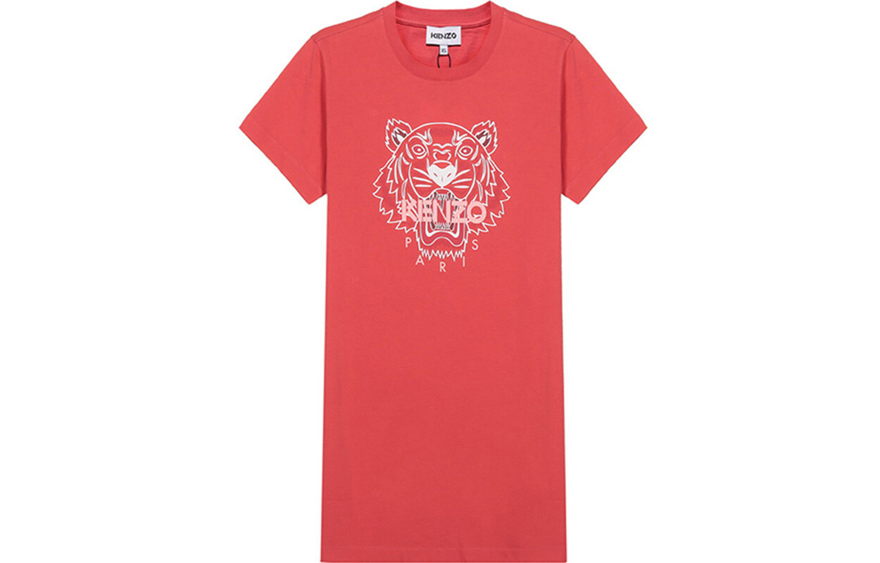 

Платье с короткими рукавами женское арбузно-красное Kenzo