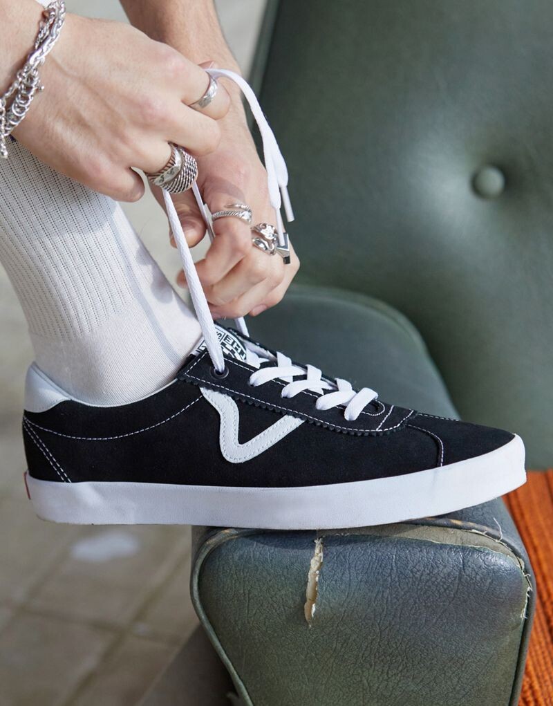 Vans - Sport - Черные низкие кеды на белой подошве — фото 4