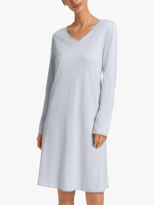 

Шелковое платье-ночнушка с длинными рукавами и отделкой Hanro, Powder Blue