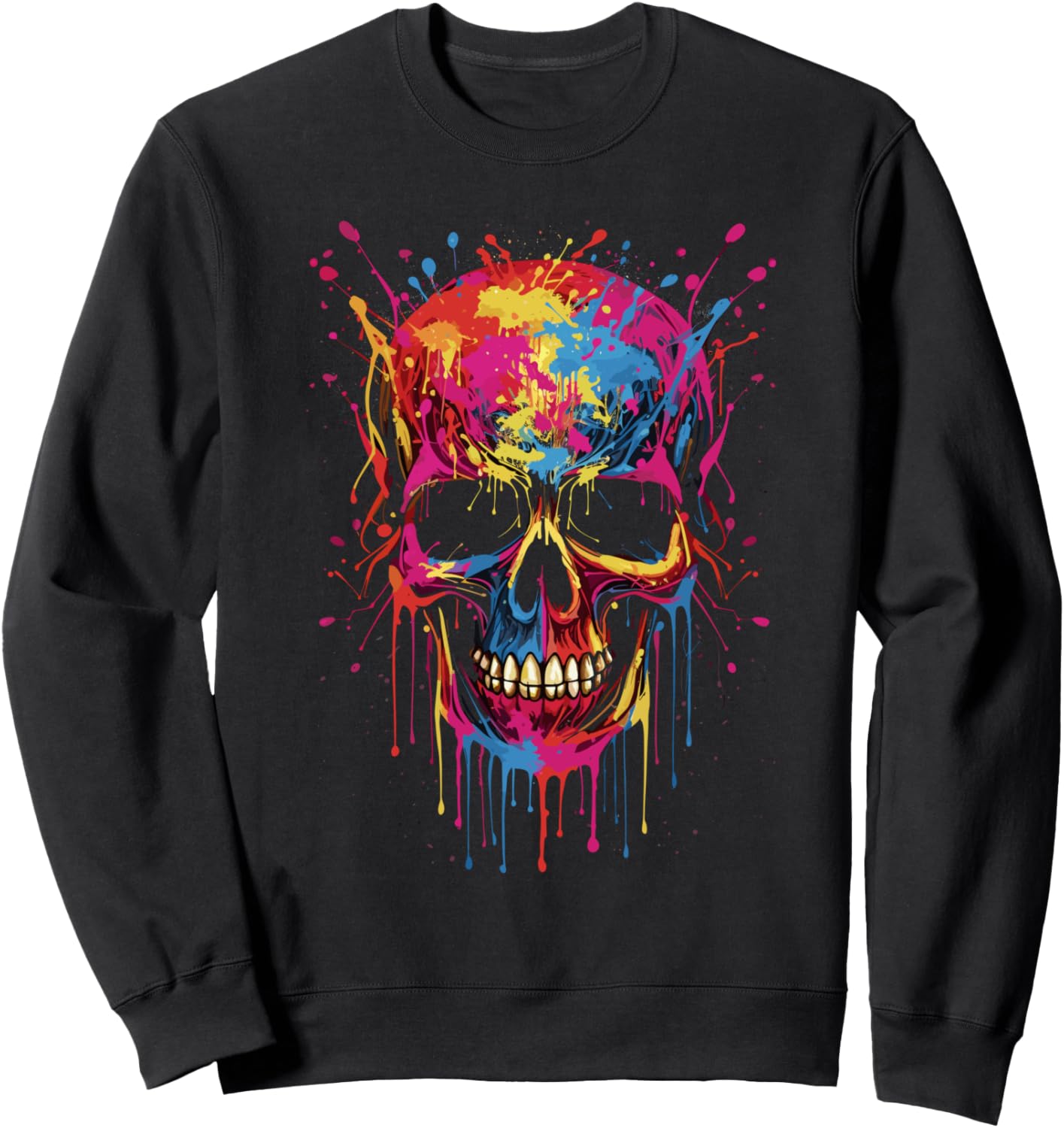 

Толстовка Skull Invader Colorful Skull Paint Splash Trippy Skeleton 12 Am Skull Invader, черный