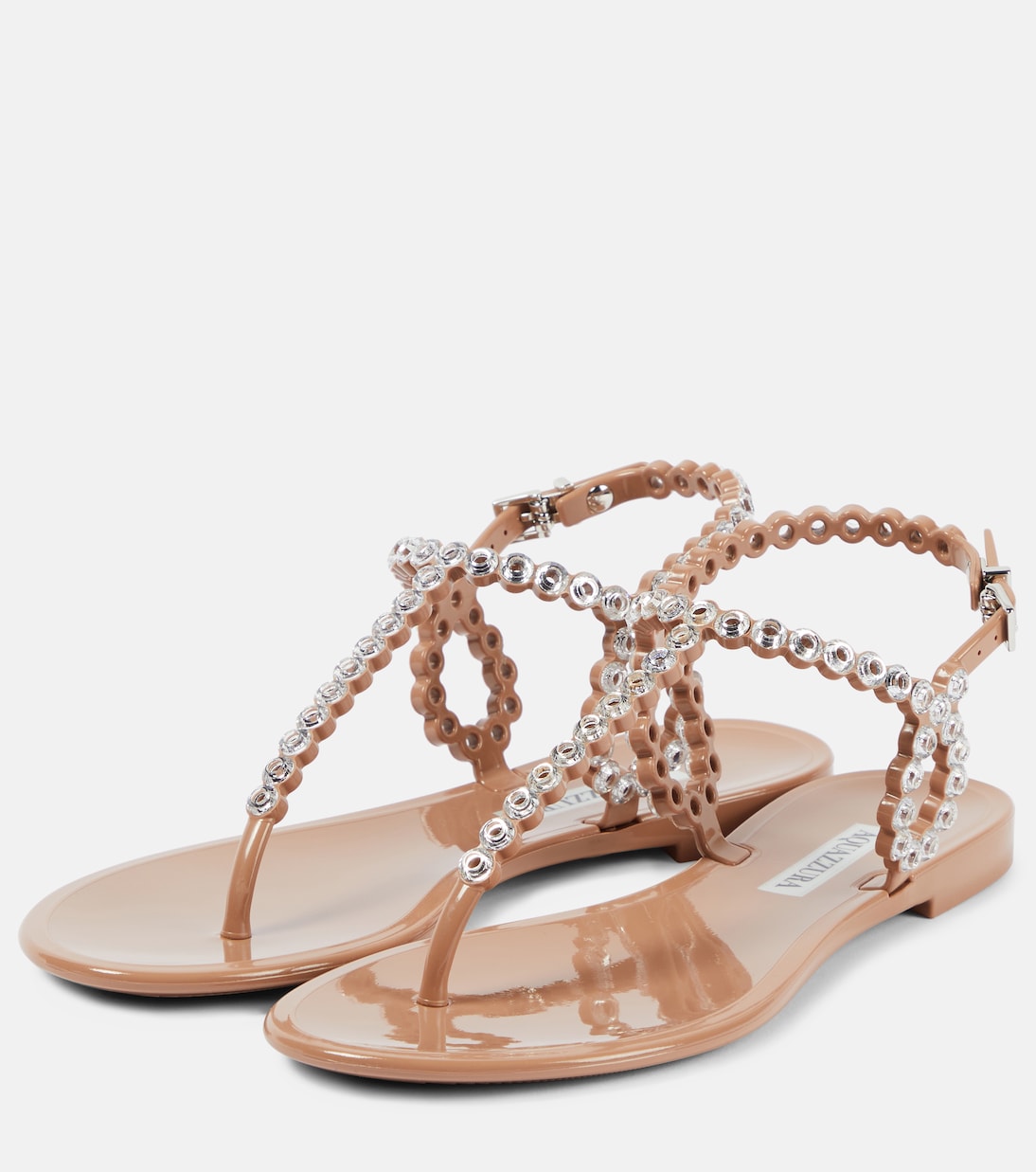 Почти невидимые декорированные ПВХ сандалии Aquazzura, Powder Pink — фото 4