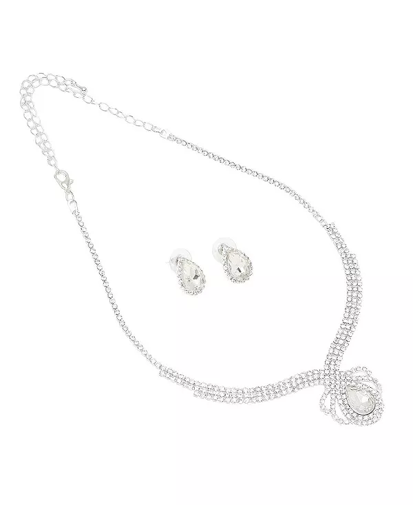 

Женское серебряное колье и серьги-кластеры (набор из 2 шт.) Sohi, silver