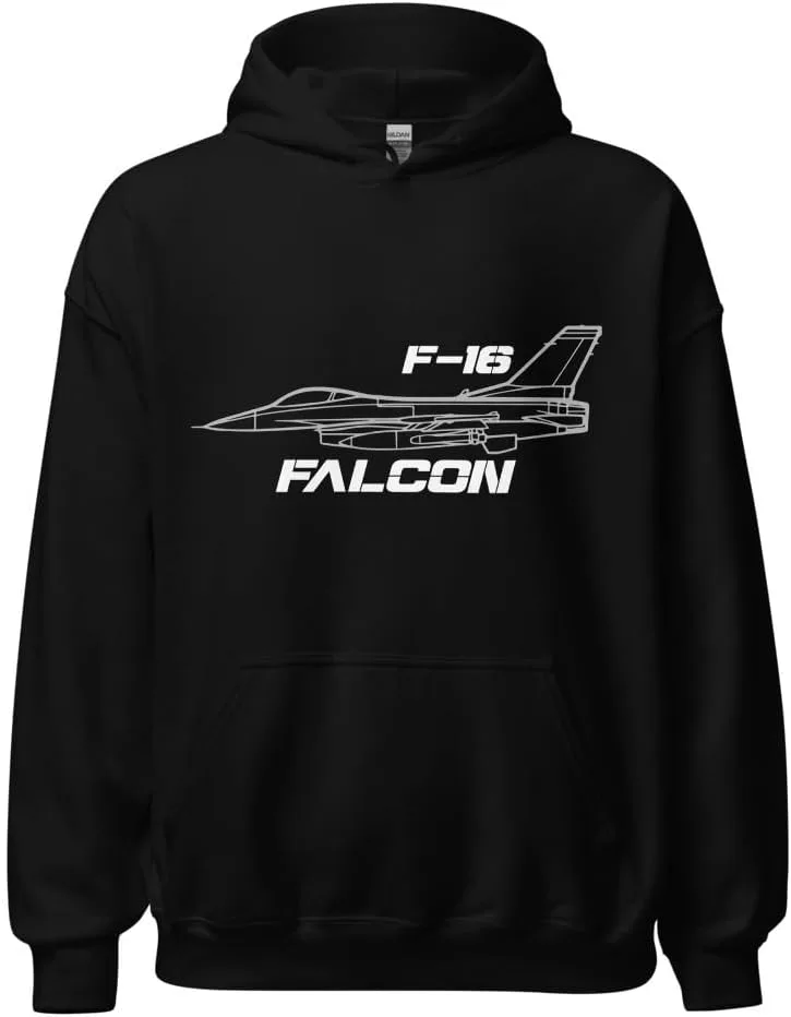 Толстовка с капюшоном F-16 Falcon Fighter Jet USAF для энтузиастов авиации и пилотов Generic, черный