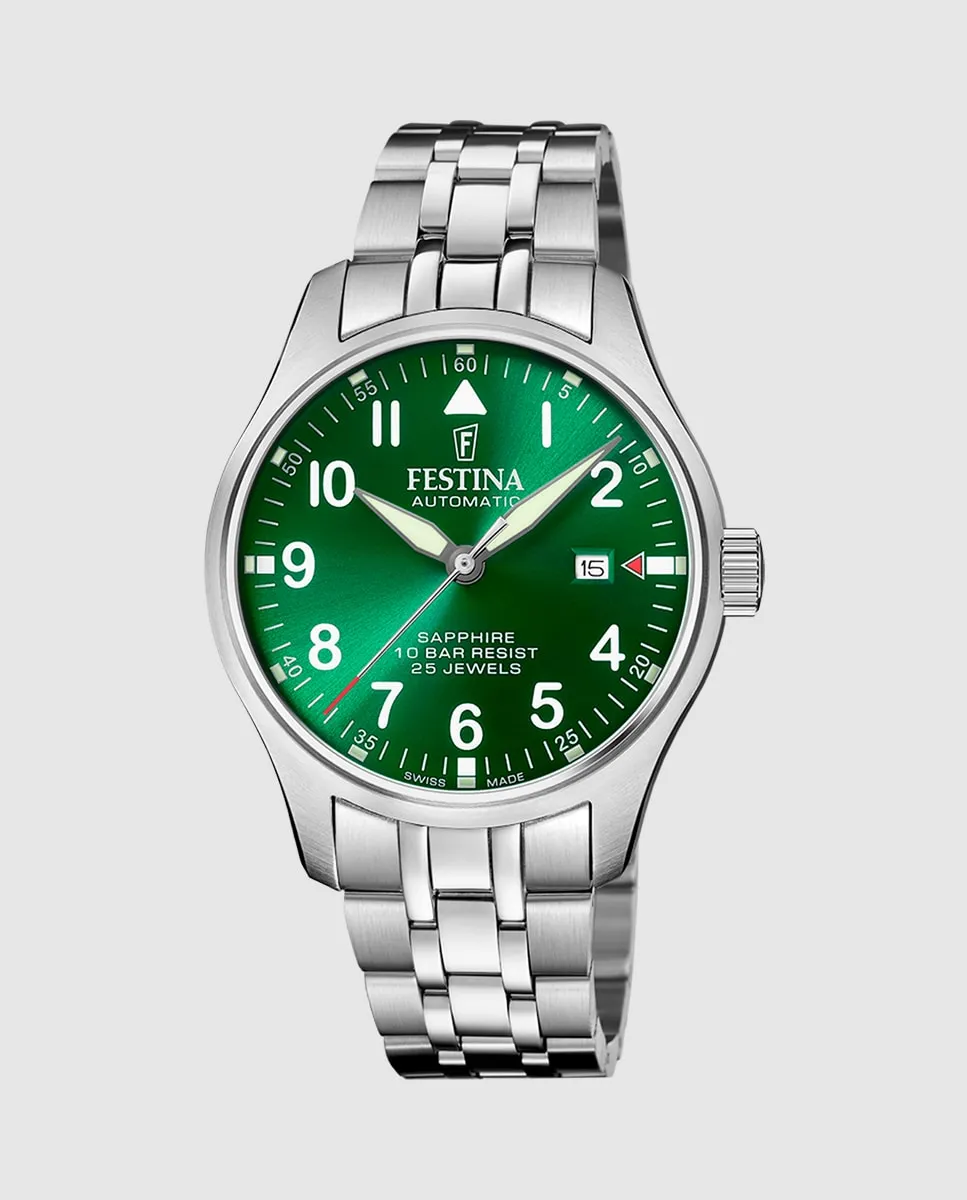 

F20151/B Швейцарские мужские часы из серебристой стали Festina, серебряный