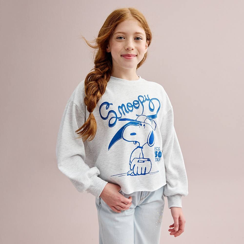 

Укороченный бейсбольный свитшот Peanuts Snoopy для девочек 7–16 лет Licensed Character, цвет Heather Gray