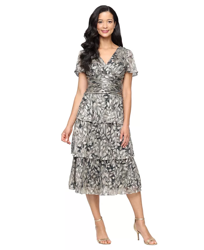 

Женское платье миди длиной до щиколотки с люрексом и принтом SL Fashions