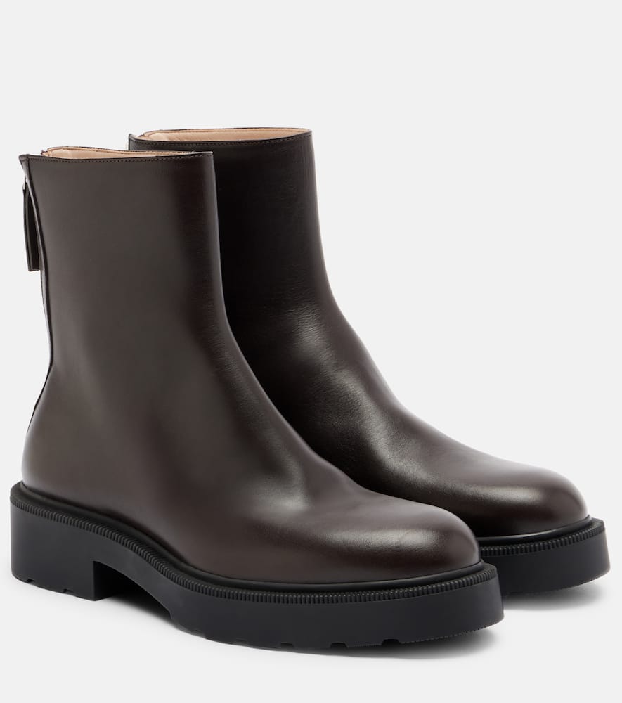 Быстрые кожаные ботинки Nobilis до щиколотки The Row, Lacquer Brown