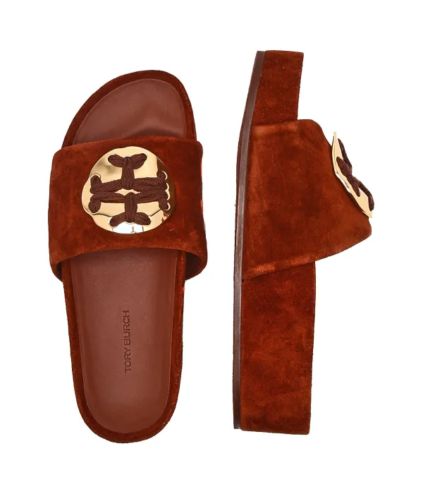 Тапочки из плетеной кожи Tory Burch, коричневый — фото 4