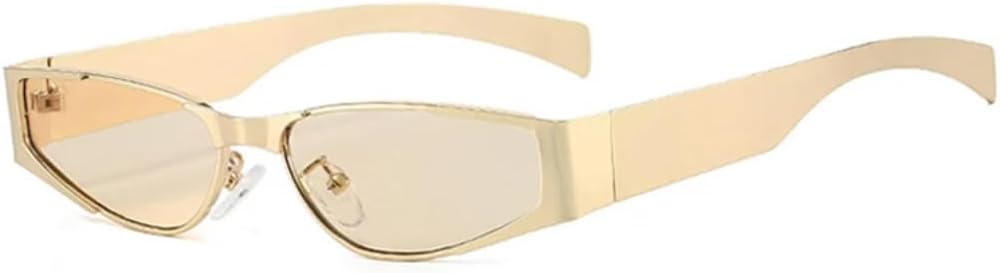 

Ретро маленькие металлические солнцезащитные очки «кошачий глаз» для женщин, модные мужские солнцезащитные очки с защитой от УФ-излучения UV400 generic, Golden Champagne