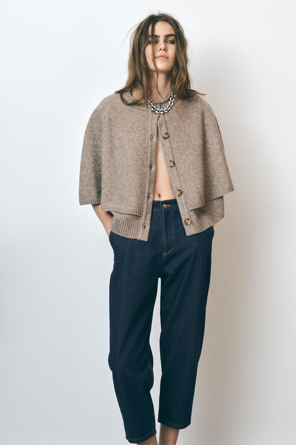 

Джинсы z1975 carrot fit с высокой талией ZARA, синий