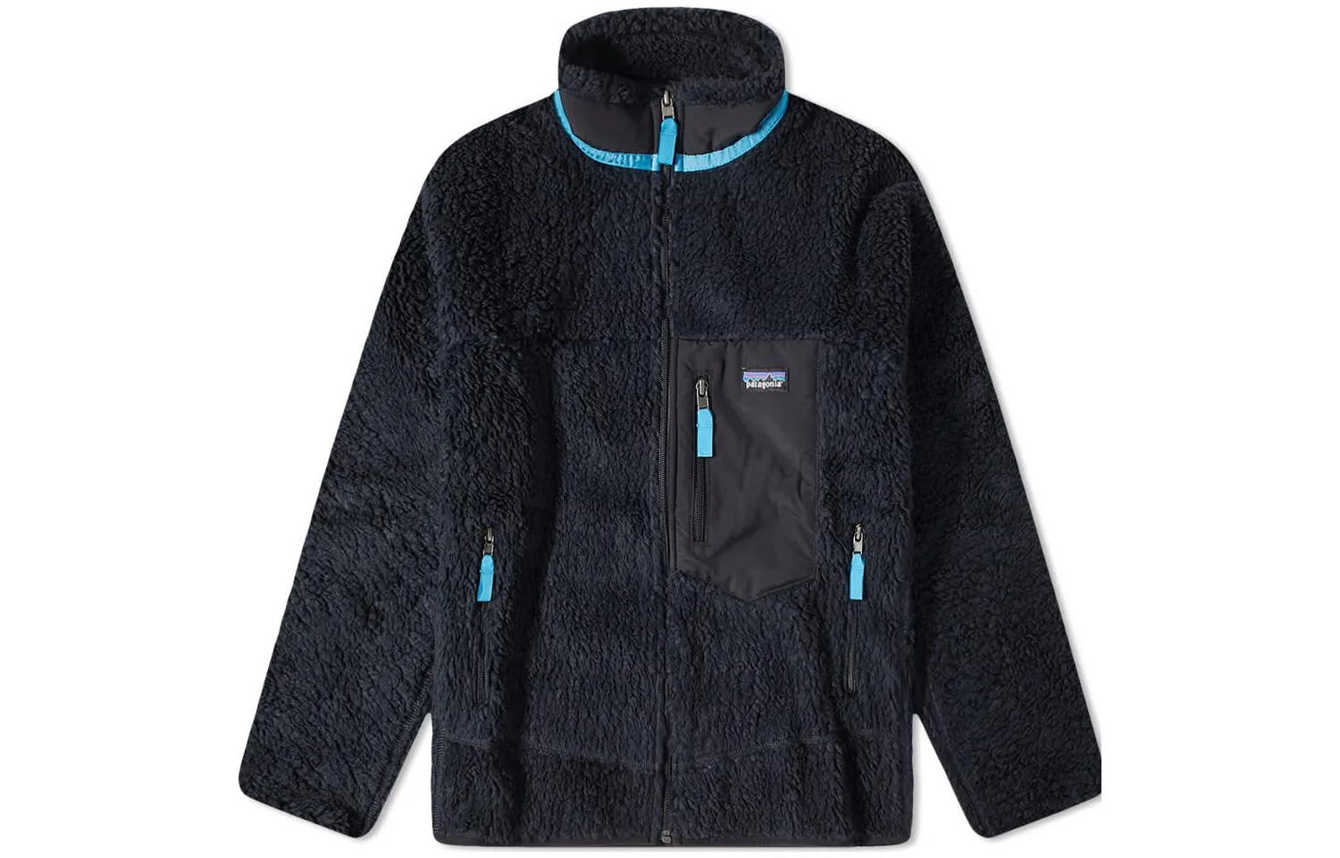 Куртка с контрастными карманами из искусственной овчины Patagonia, Asphalt Blue/PIBL
