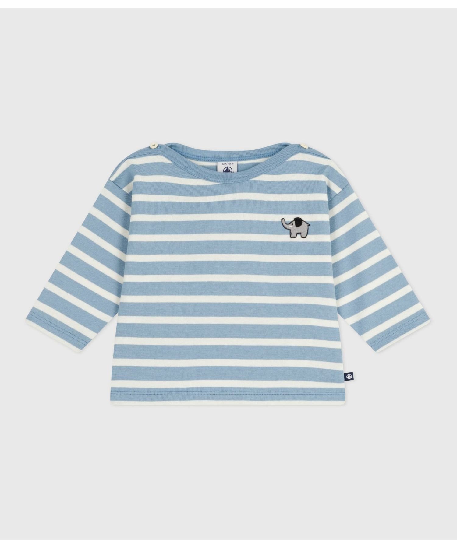 Пуловер мариньер PETIT BATEAU, Light Blue/Off White — фото 2