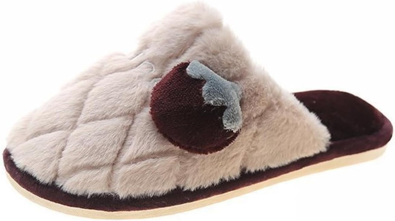 

Мягкие, уютные, плюшевые зимние тапочки с фруктовым рисунком, теплые домашние тапочки для дома и улицы, для женщин и мужчин (36/37 EU, клубничный цвет) Znel, Mangosteen 36/37 EU