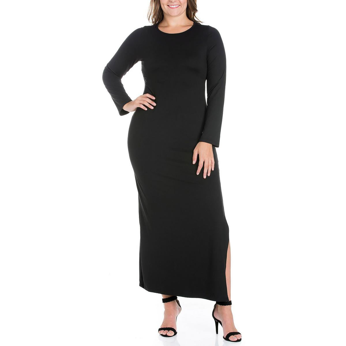 

Женское однотонное трикотажное платье макси 24seven Comfort Apparel, черный