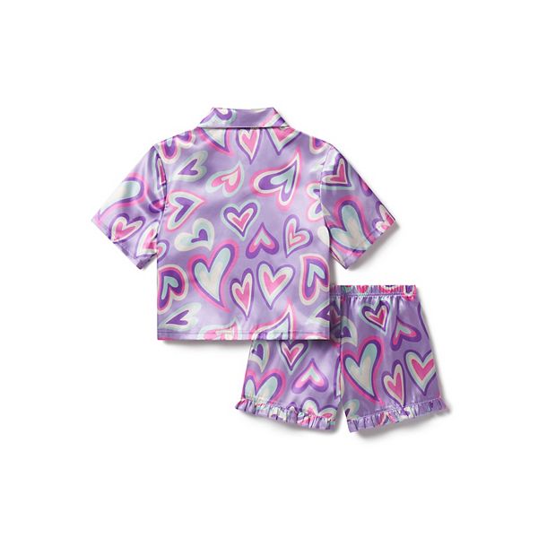 Детская пижама с воротником-стойкой и шортами Limited Too, Purple Hearts — фото 2