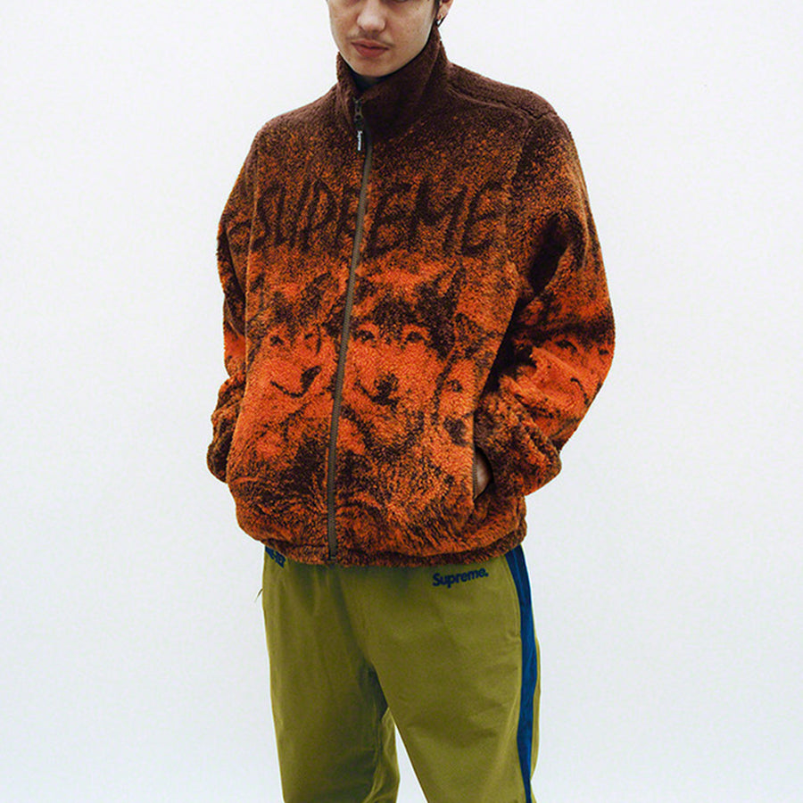 Куртка Supreme SS19 Wolf Fleece Jacket Orange Totem polar fleece Unisex, оранжевый — фото 3