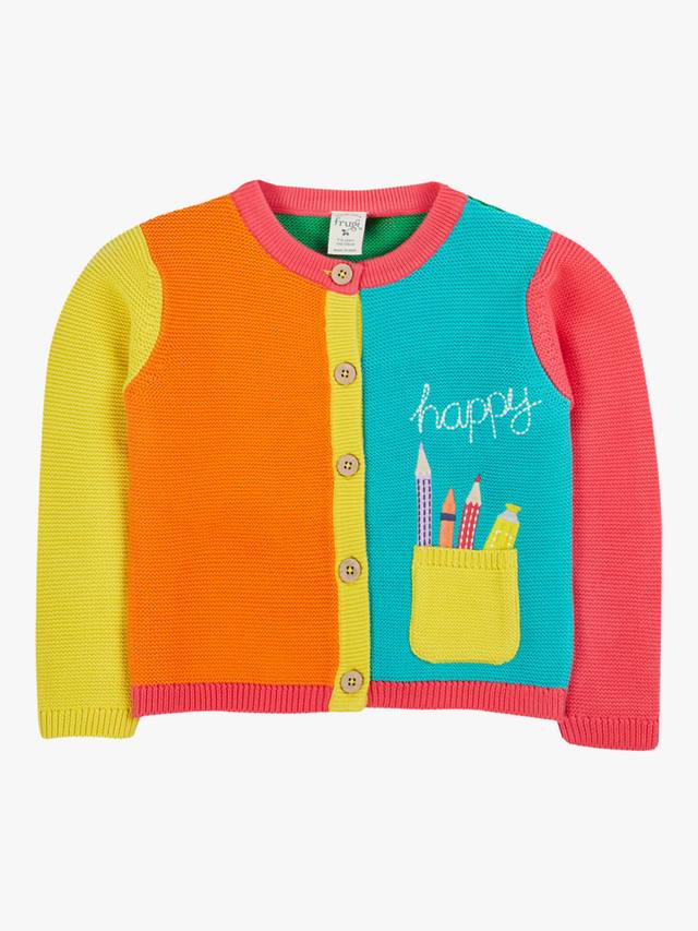 

Детский кардиган из органического хлопка розового цвета в клетку Frugi, разноцветный