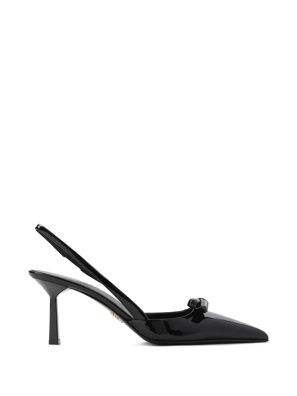 Кожаные туфли-слинги с бантом Prada, черный