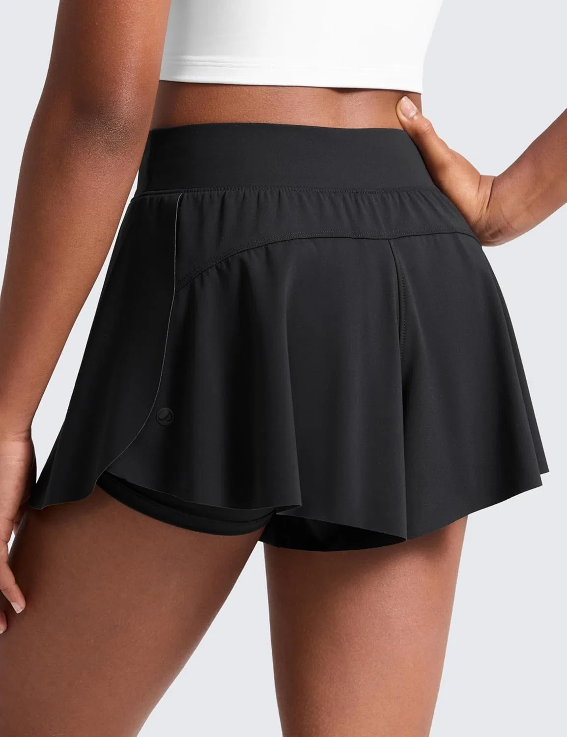 Шорты для девочек 2-в-1 Athletic Flowy, CRZ YOGA, Black — фото 4