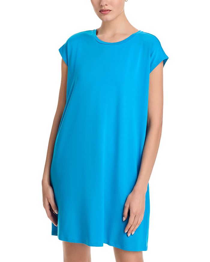 

Мятая футболка с круглым вырезом и рукавом 3/4 Eileen Fisher, синий