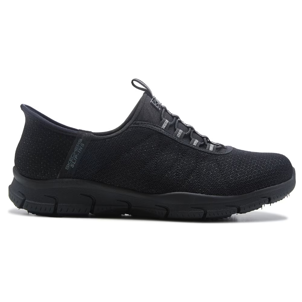 Кроссовки на широкой подошве Skechers Slip-Ins Brilliance Bungee с затяжками, black/silver shimmer wide — фото 2