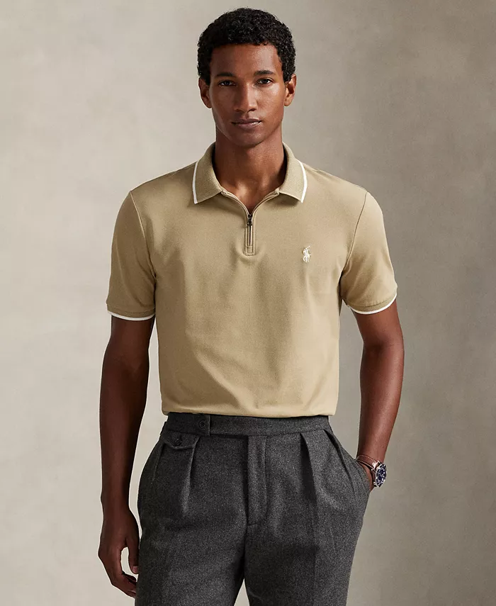 

Мужская рубашка-поло классического кроя из эластичной сетки Polo Ralph Lauren, коричневый/бежевый